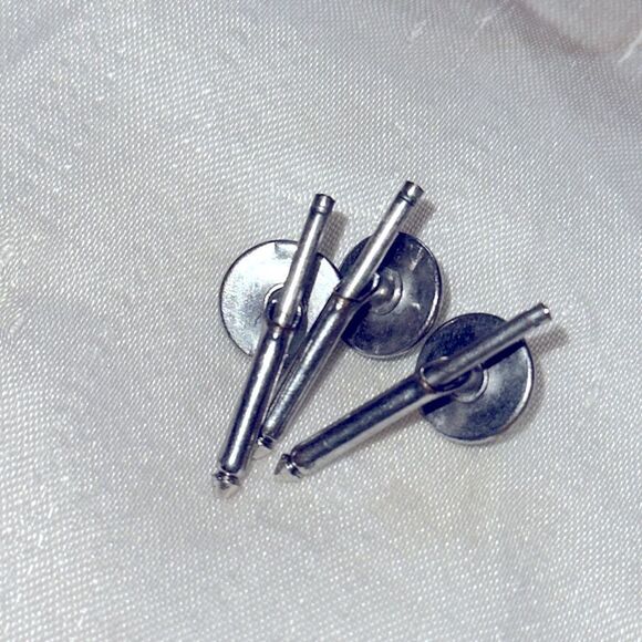 3 vintage silver tone with faux turquoise stone shirt studs - Picture 4 of 5